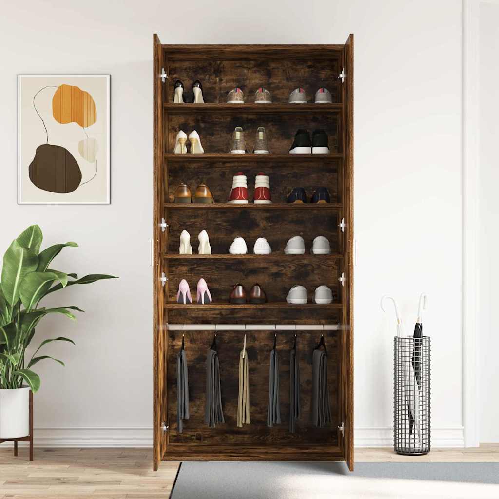 vidaXL Schuhschrank Geräucherte Eiche 80 x 39 x 178 cm Holzwerkstoff