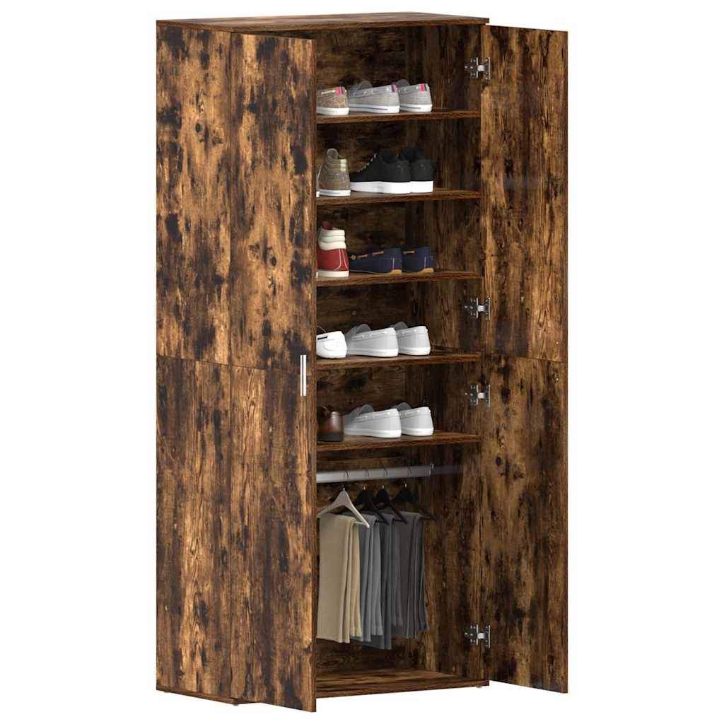vidaXL Schuhschrank Geräucherte Eiche 80 x 39 x 178 cm Holzwerkstoff