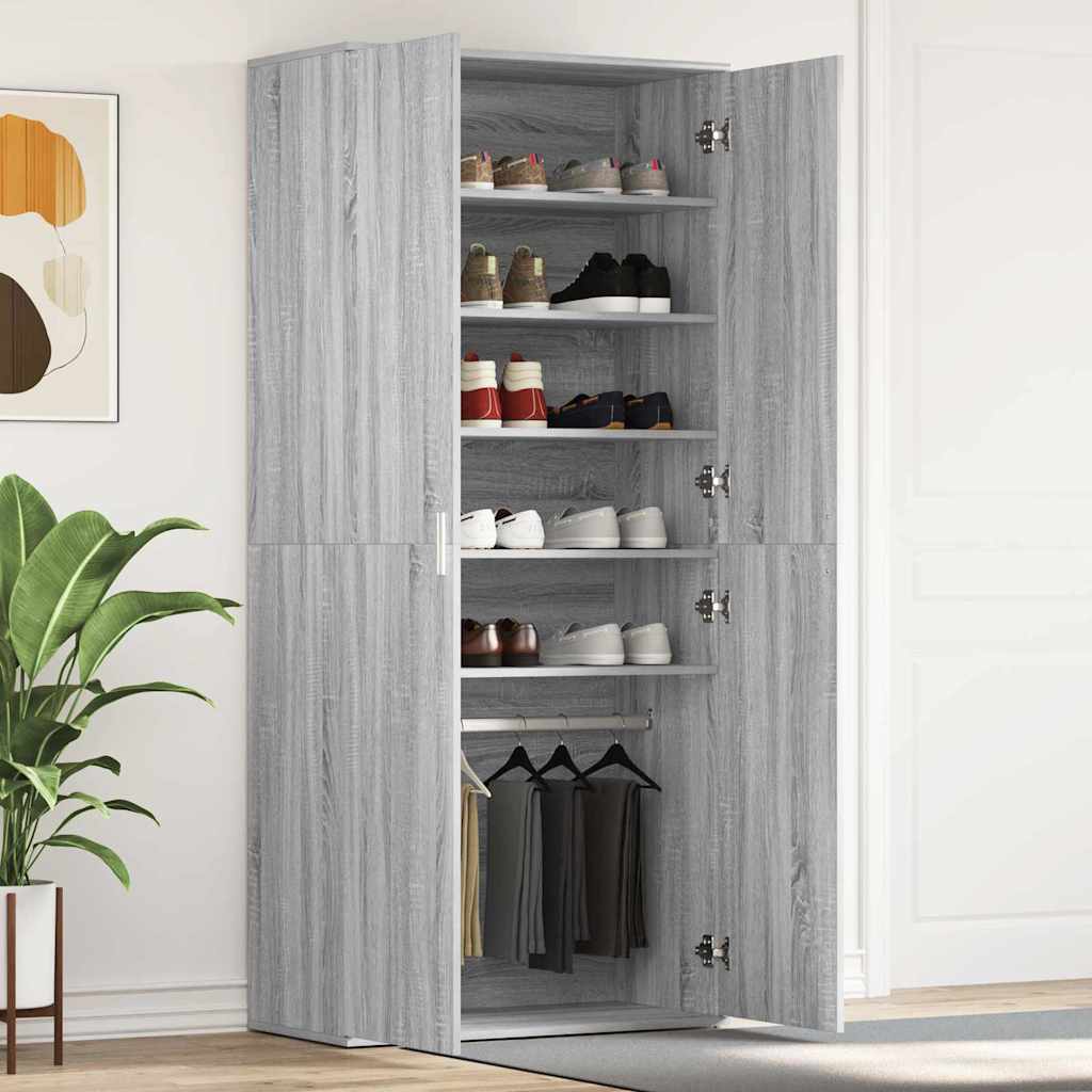 vidaXL Schuhschrank Graues Sonoma 80 x 39 x 178 cm Holzwerkstoff