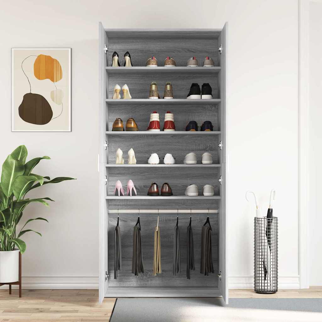 vidaXL Schuhschrank Graues Sonoma 80 x 39 x 178 cm Holzwerkstoff