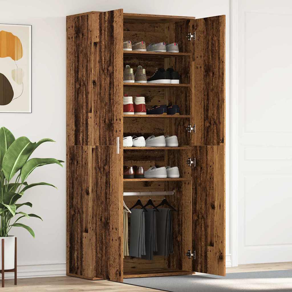 vidaXL Schuhschrank mit Regal Altholz 80 x 39 x 178 cm Holzwerkstoff