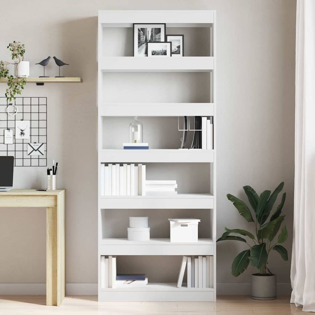 vidaXL Bücherregal mit Regal Weiß 80 x 30 x 198 cm Holzwerkstoff