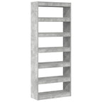 vidaXL Bücherregal mit Regal Beton Grau 80 x 30 x 198 cm Holzwerkstoff