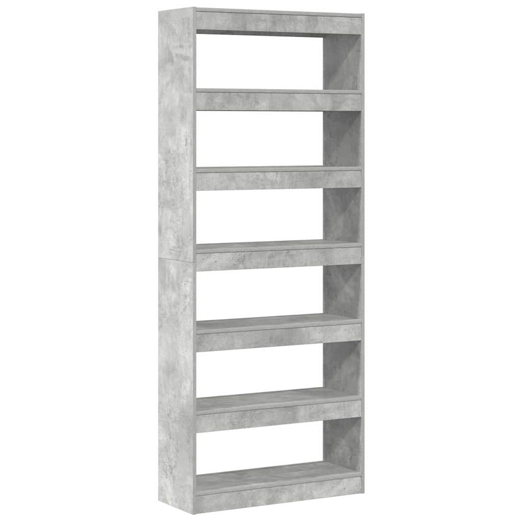 vidaXL Bücherregal mit Regal Beton Grau 80 x 30 x 198 cm Holzwerkstoff