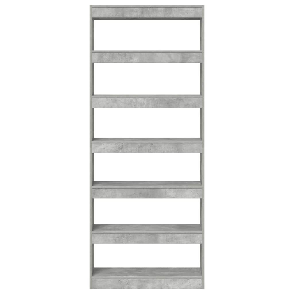 vidaXL Bücherregal mit Regal Beton Grau 80 x 30 x 198 cm Holzwerkstoff