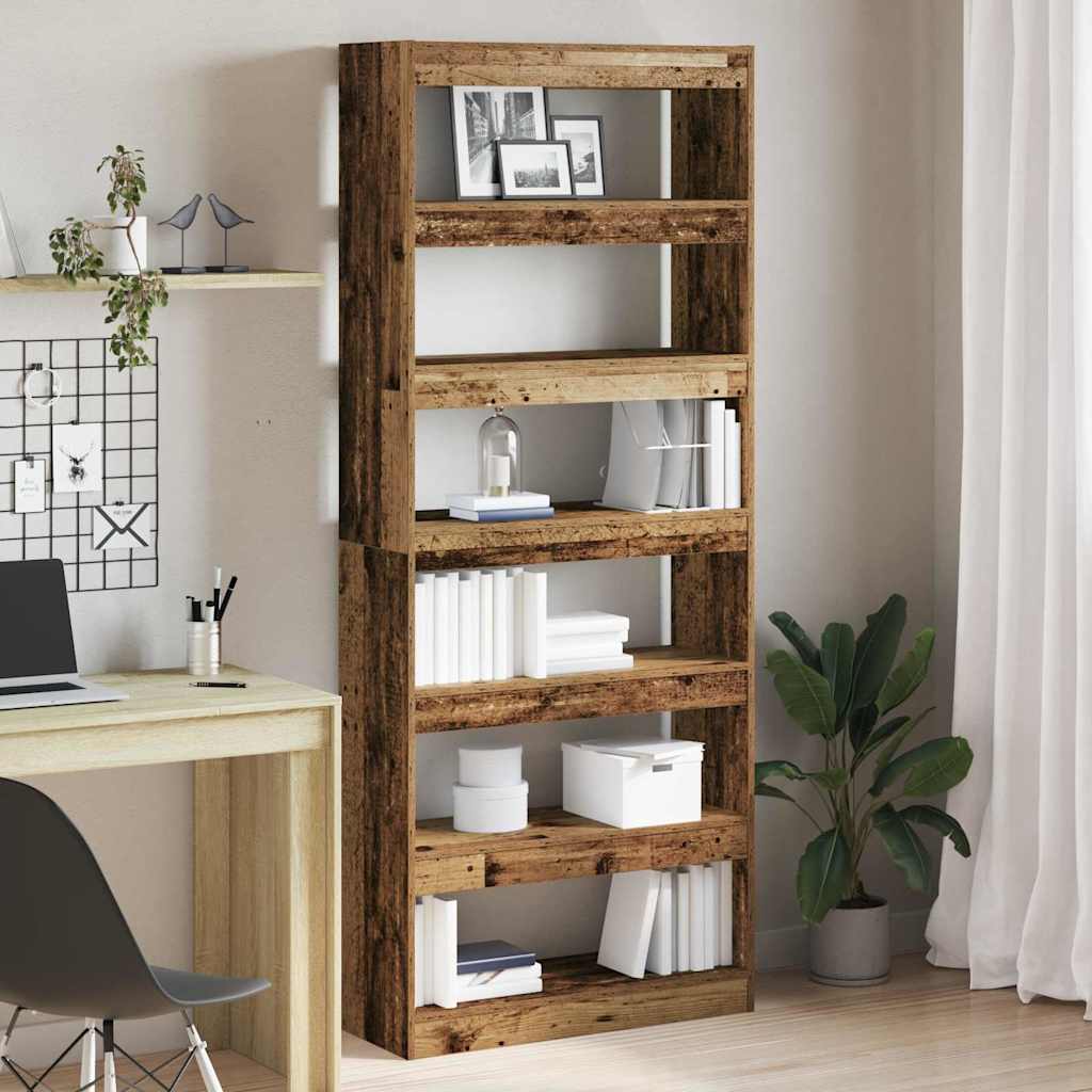 vidaXL Bücherregal mit Regal Altholz 80 x 30 x 198 cm Holzwerkstoff