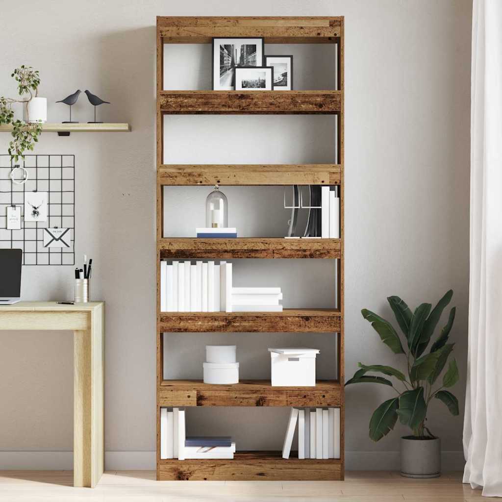 vidaXL Bücherregal mit Regal Altholz 80 x 30 x 198 cm Holzwerkstoff