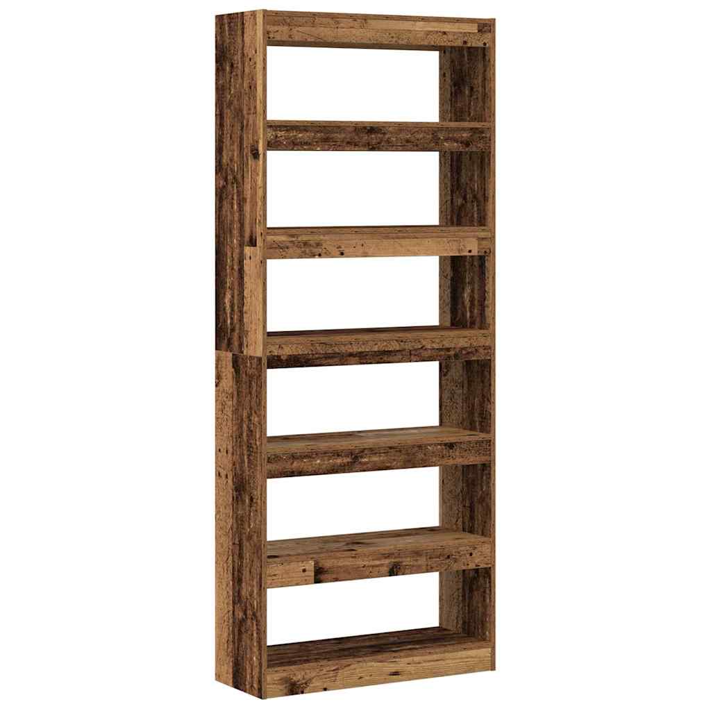 vidaXL Bücherregal mit Regal Altholz 80 x 30 x 198 cm Holzwerkstoff