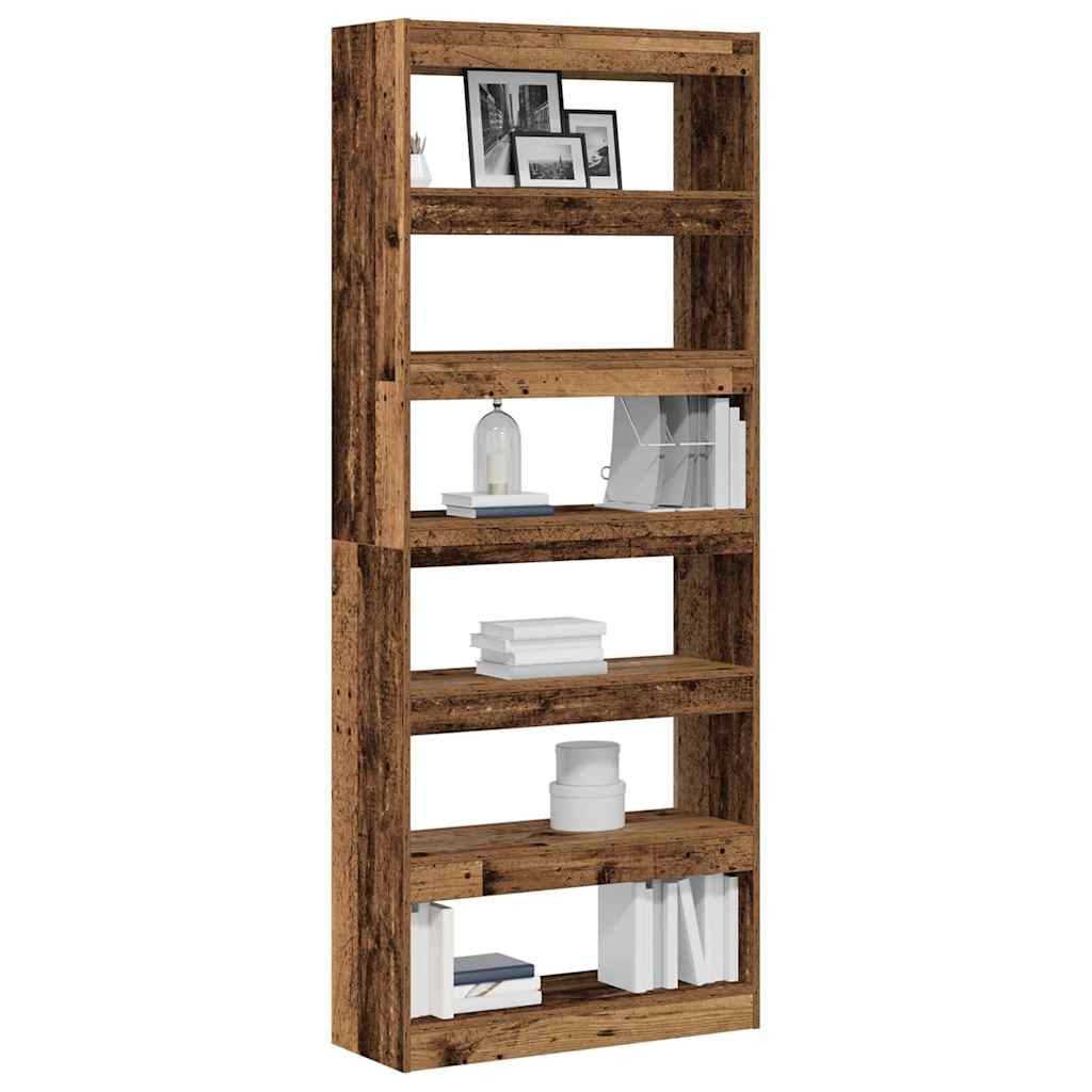 vidaXL Bücherregal mit Regal Altholz 80 x 30 x 198 cm Holzwerkstoff