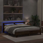 vidaXL Bettrahmen mit LED Altholz 200 x 200 cm Holzwerkstoff