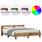 vidaXL Bettrahmen mit LED Altholz 200 x 200 cm Holzwerkstoff