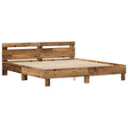 vidaXL Bettrahmen mit LED Altholz 200 x 200 cm Holzwerkstoff