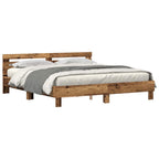 vidaXL Bettrahmen mit LED Altholz 200 x 200 cm Holzwerkstoff