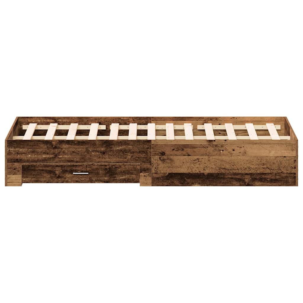 vidaXL Bettrahmen mit Schubladen Altholz 180 x 200 cm Holzwerkstoff