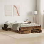 vidaXL Bettrahmen mit Schubladen Altholz 180 x 200 cm Holzwerkstoff
