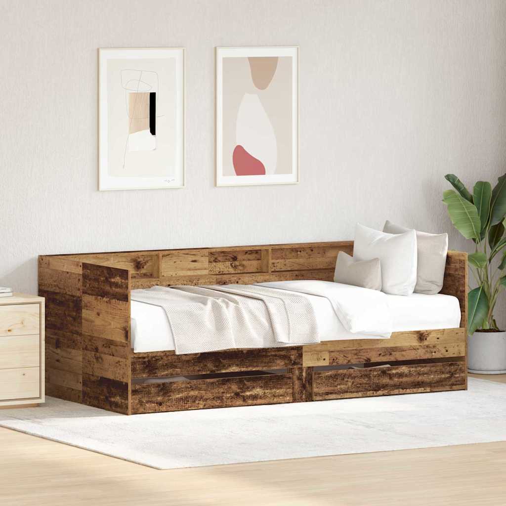 vidaXL Tagesbett mit Kopfteil Altholz 100 x 200 cm Holzwerkstoff