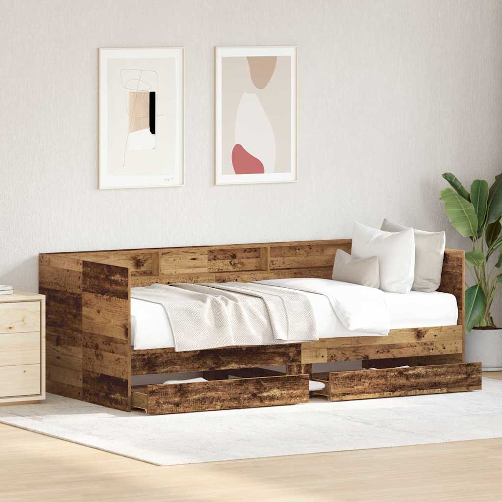 vidaXL Tagesbett mit Kopfteil Altholz 100 x 200 cm Holzwerkstoff