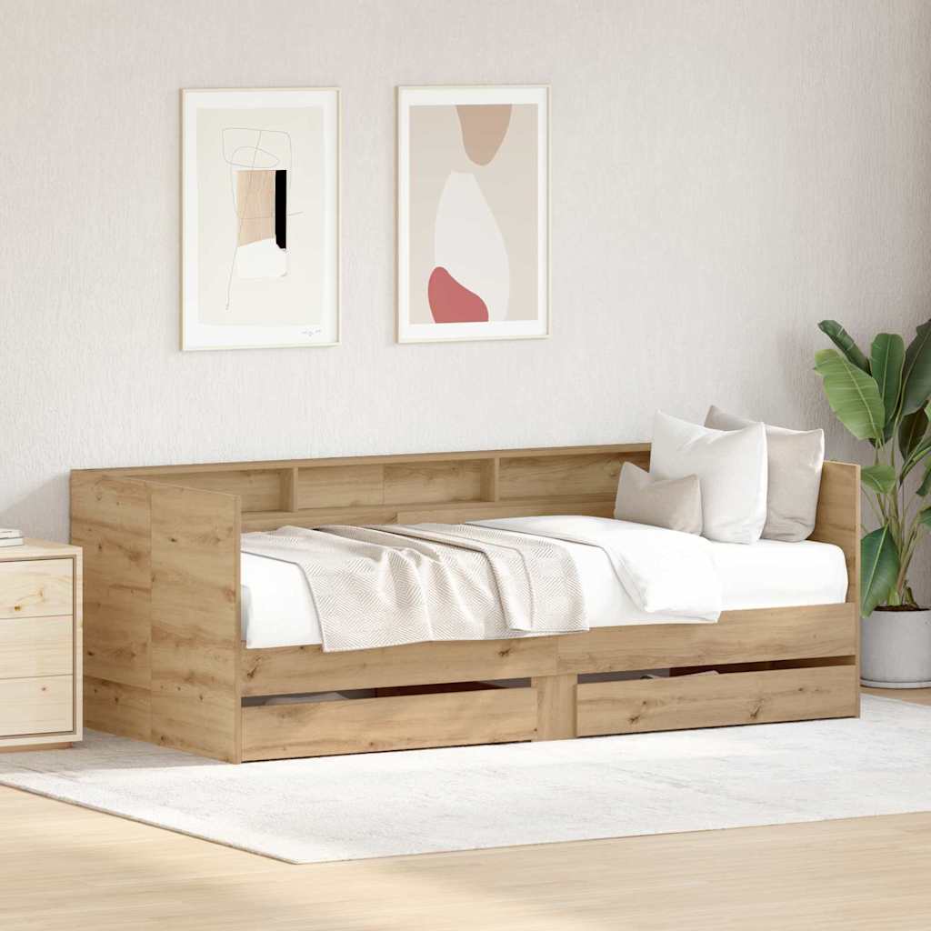 vidaXL Tagesbett mit Kopfteil Artisan-Eiche 100 x 200 cm Holzwerkstoff