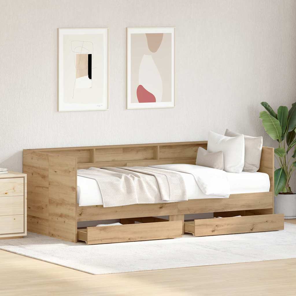 vidaXL Tagesbett mit Kopfteil Artisan-Eiche 100 x 200 cm Holzwerkstoff