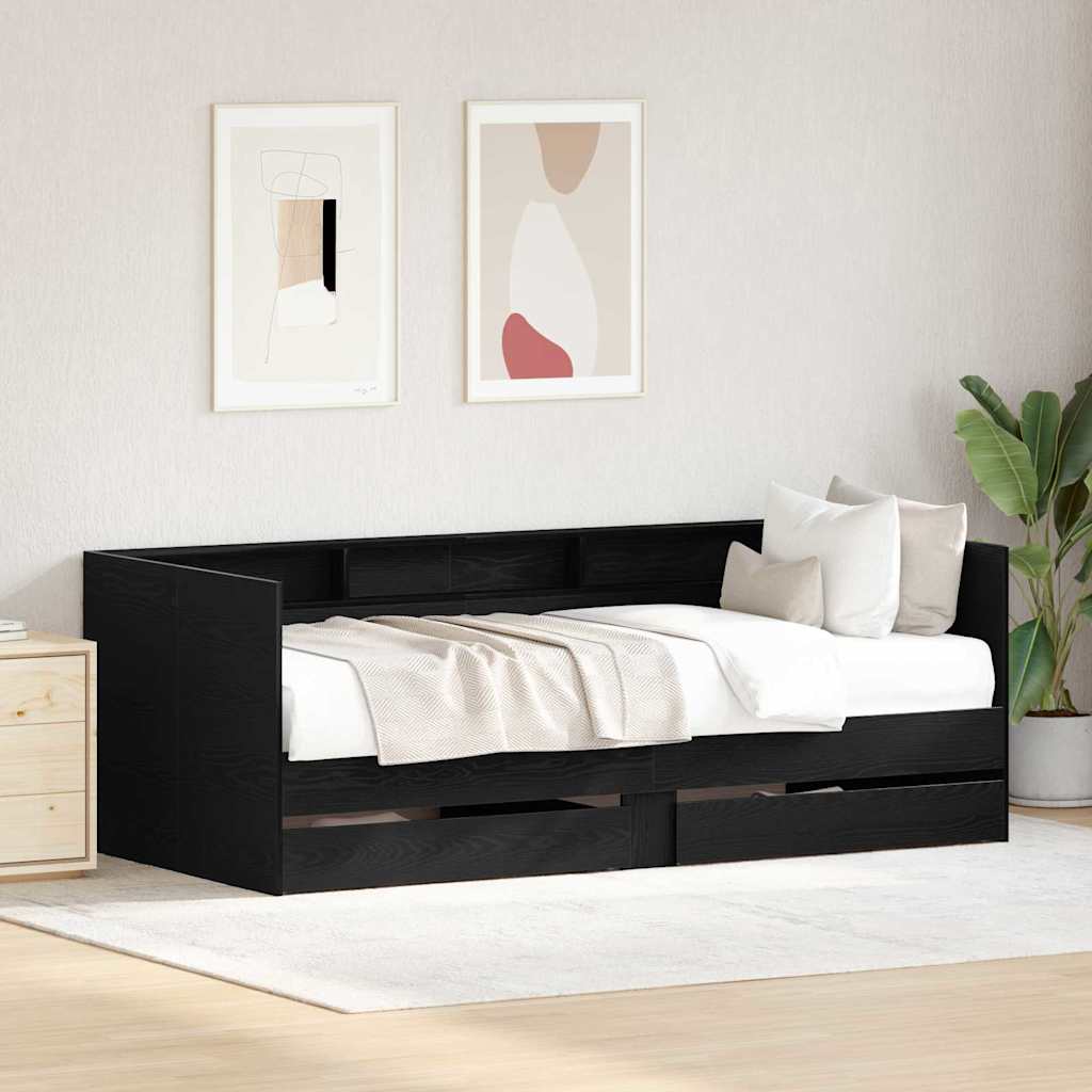 vidaXL Tagesbett Schwarz Eichen-Optik 100 x 200 cm Holzwerkstoff