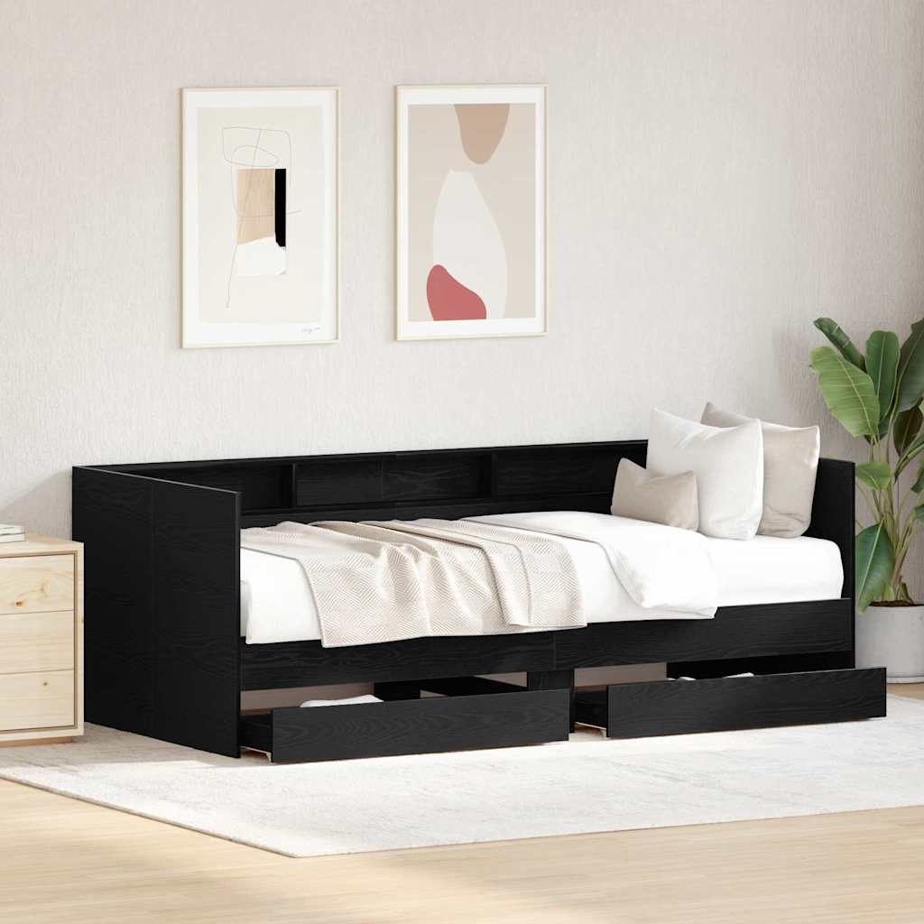 vidaXL Tagesbett Schwarz Eichen-Optik 100 x 200 cm Holzwerkstoff