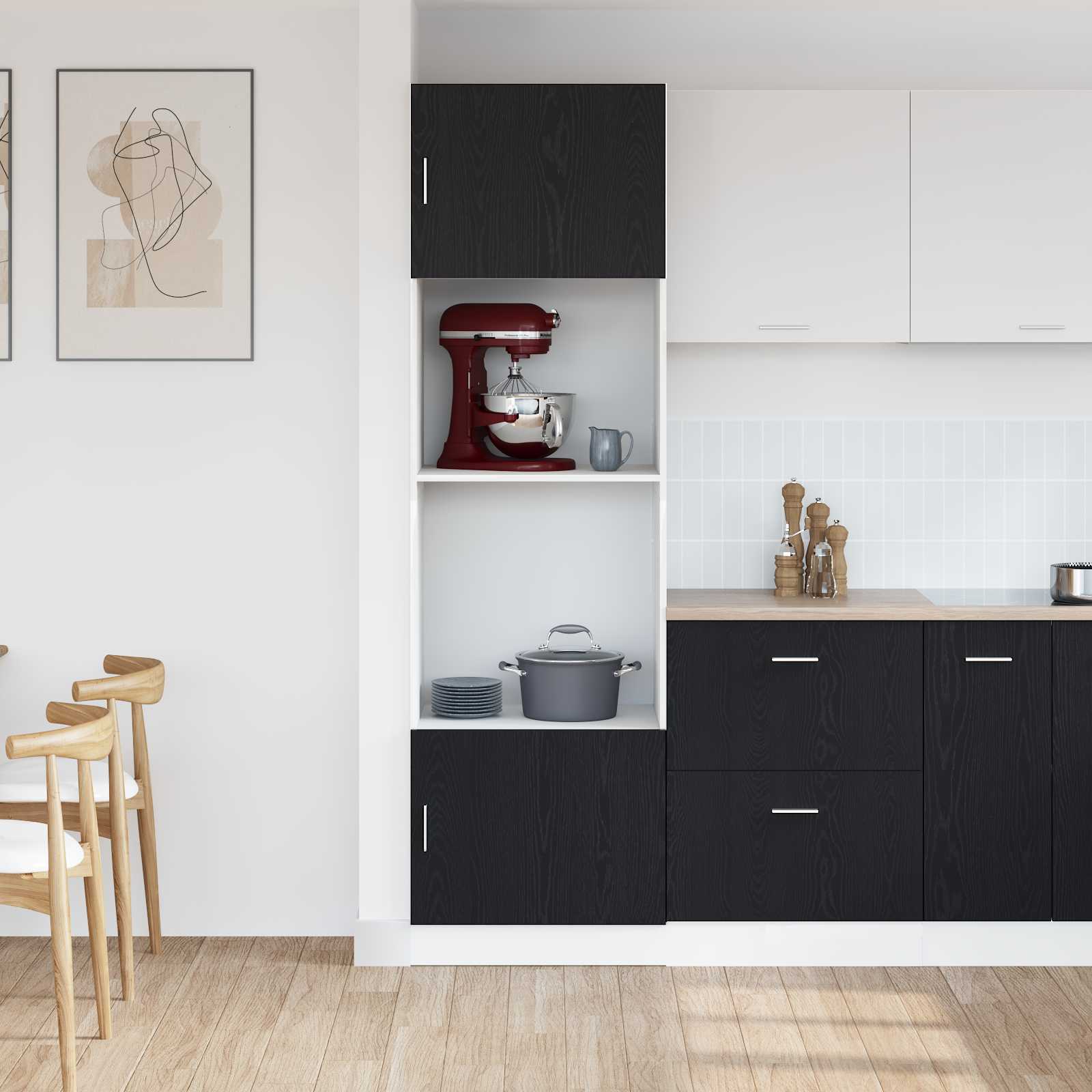 vidaXL Hängeschrank mit Regal Schwarz Eichen-Optik 60 x 57 x 207 cm