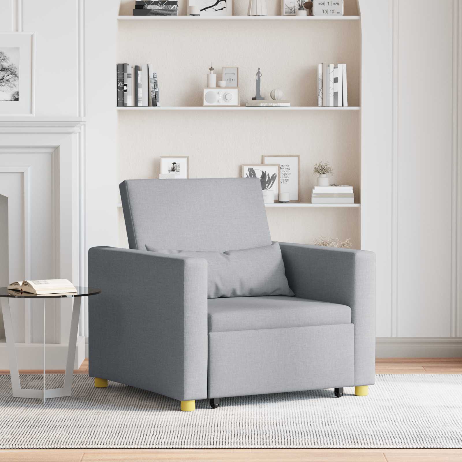 vidaXL Ausziehbare Schlafcouch Einzel Hellgrau 90 x 165 x 87 cm Stoff