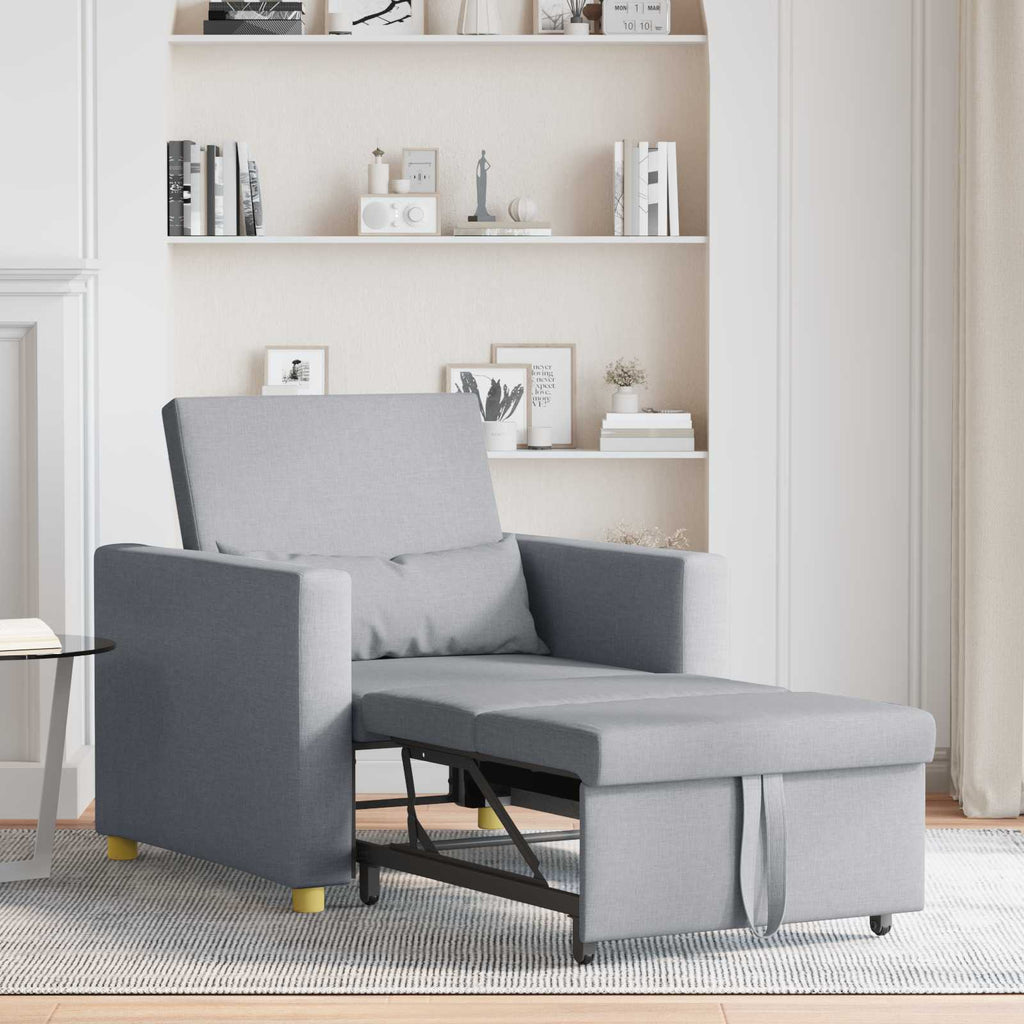 vidaXL Ausziehbare Schlafcouch Einzel Hellgrau 90 x 165 x 87 cm Stoff
