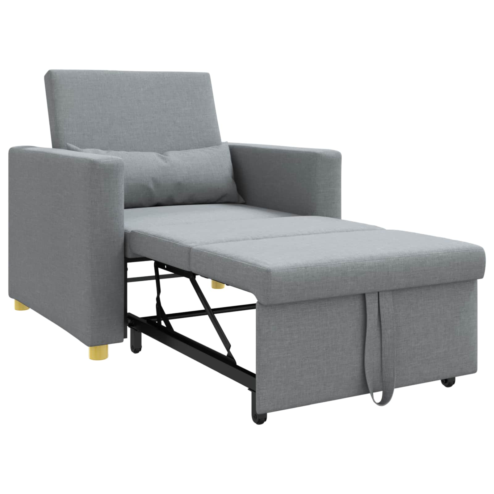 vidaXL Ausziehbare Schlafcouch Einzel Hellgrau 90 x 165 x 87 cm Stoff