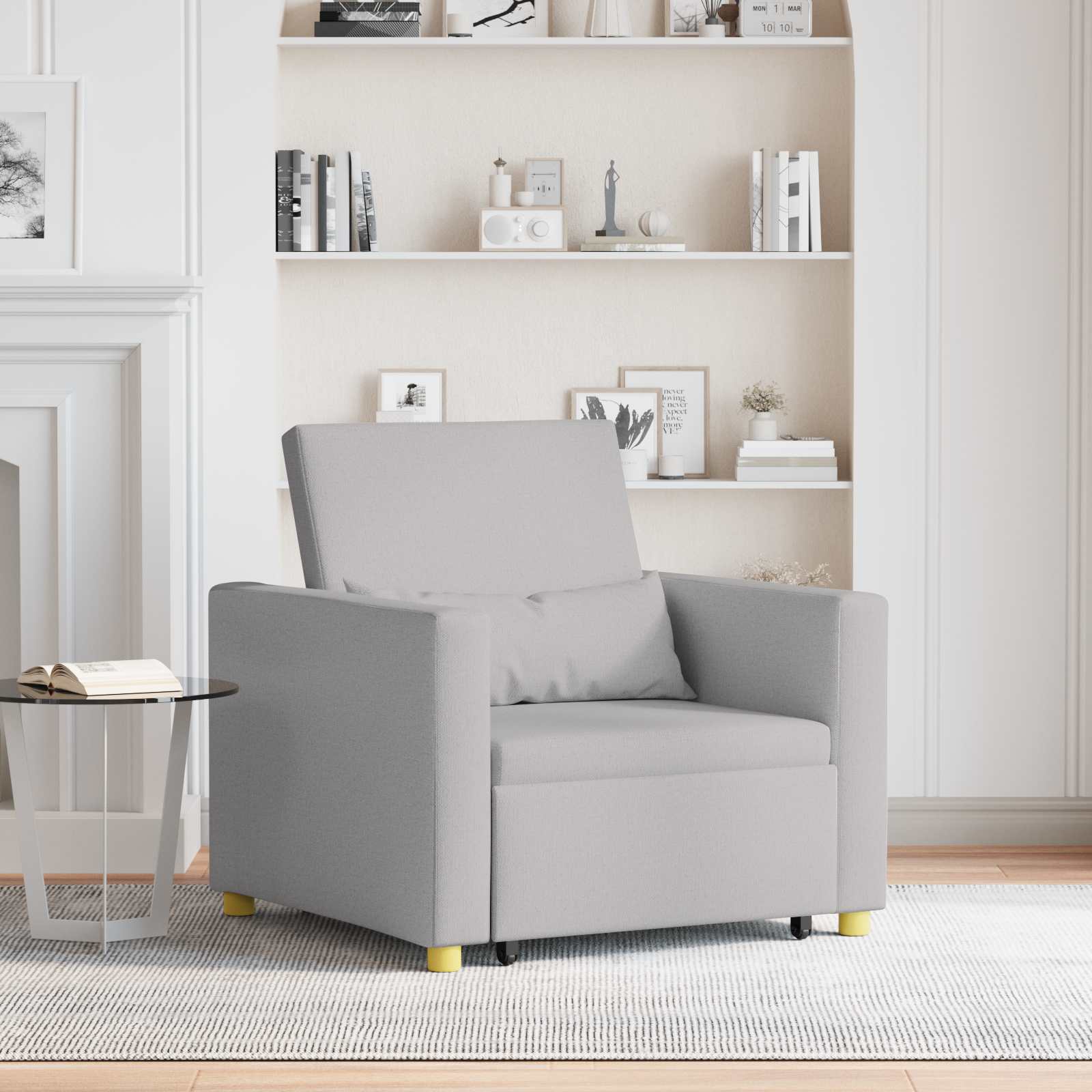 vidaXL Ausziehbare Schlafcouch Einzel mit Rädern Wolkengrau Stoff