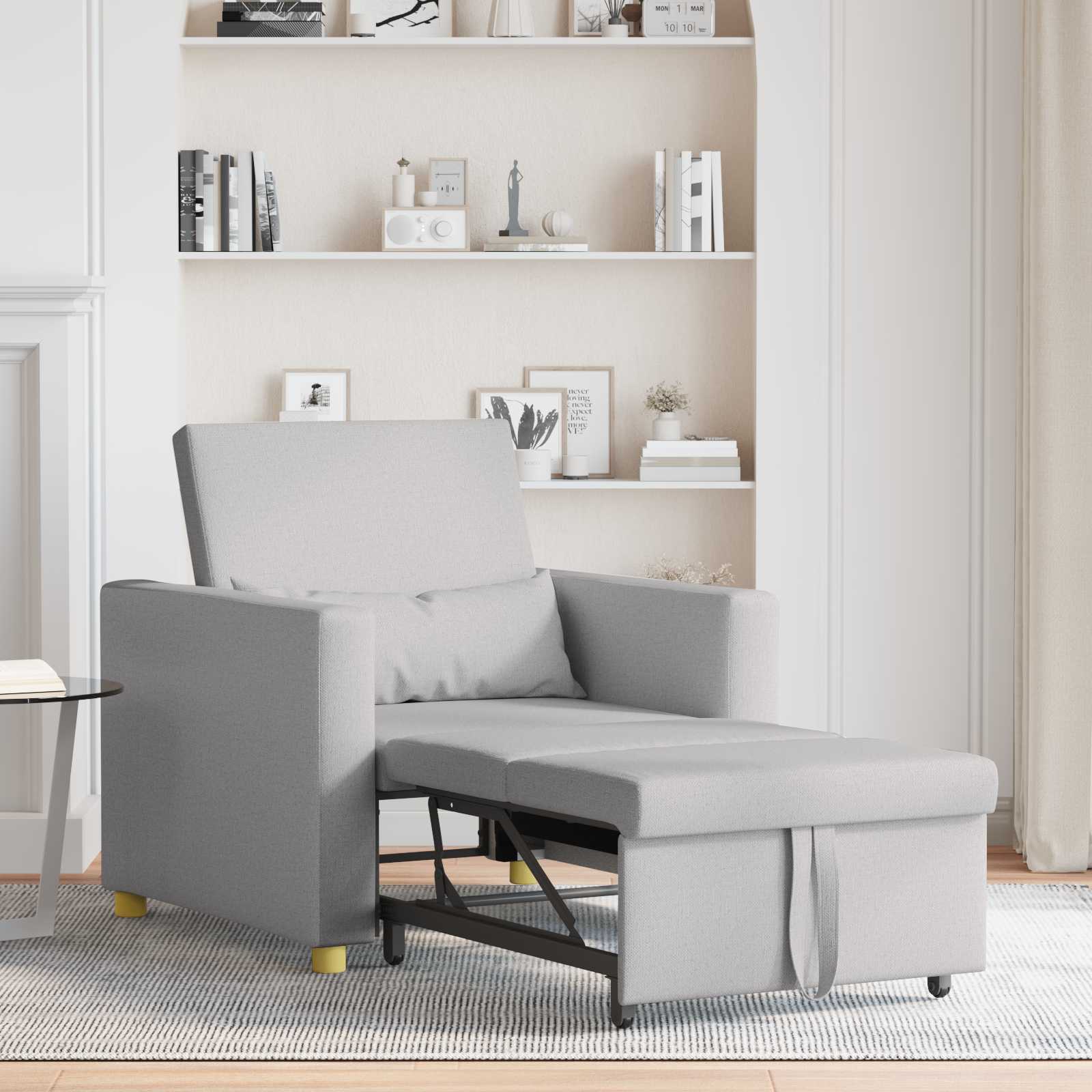 vidaXL Ausziehbare Schlafcouch Einzel mit Rädern Wolkengrau Stoff