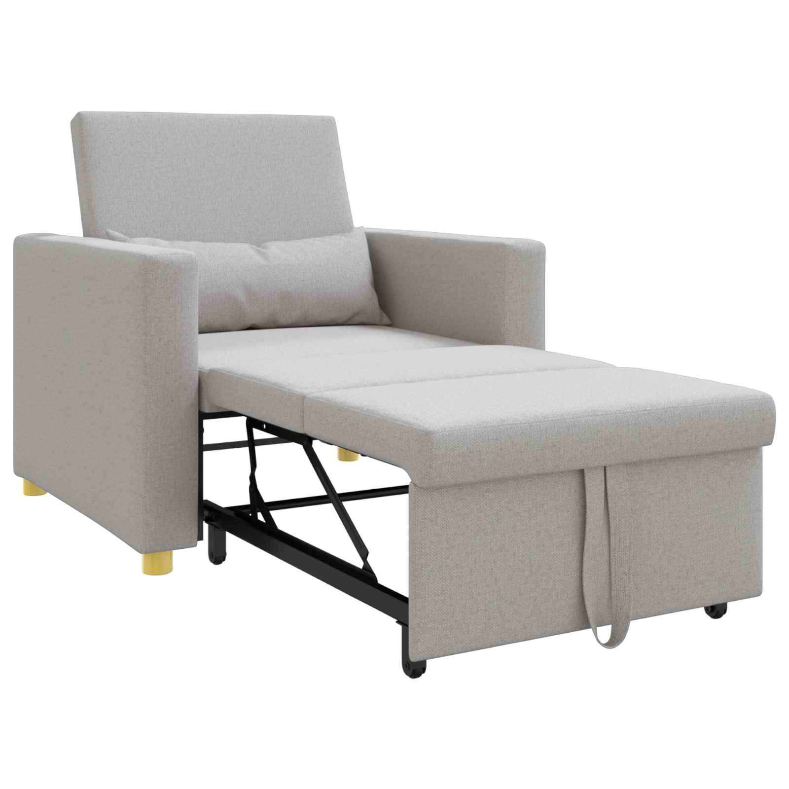 vidaXL Ausziehbare Schlafcouch Einzel mit Rädern Wolkengrau Stoff