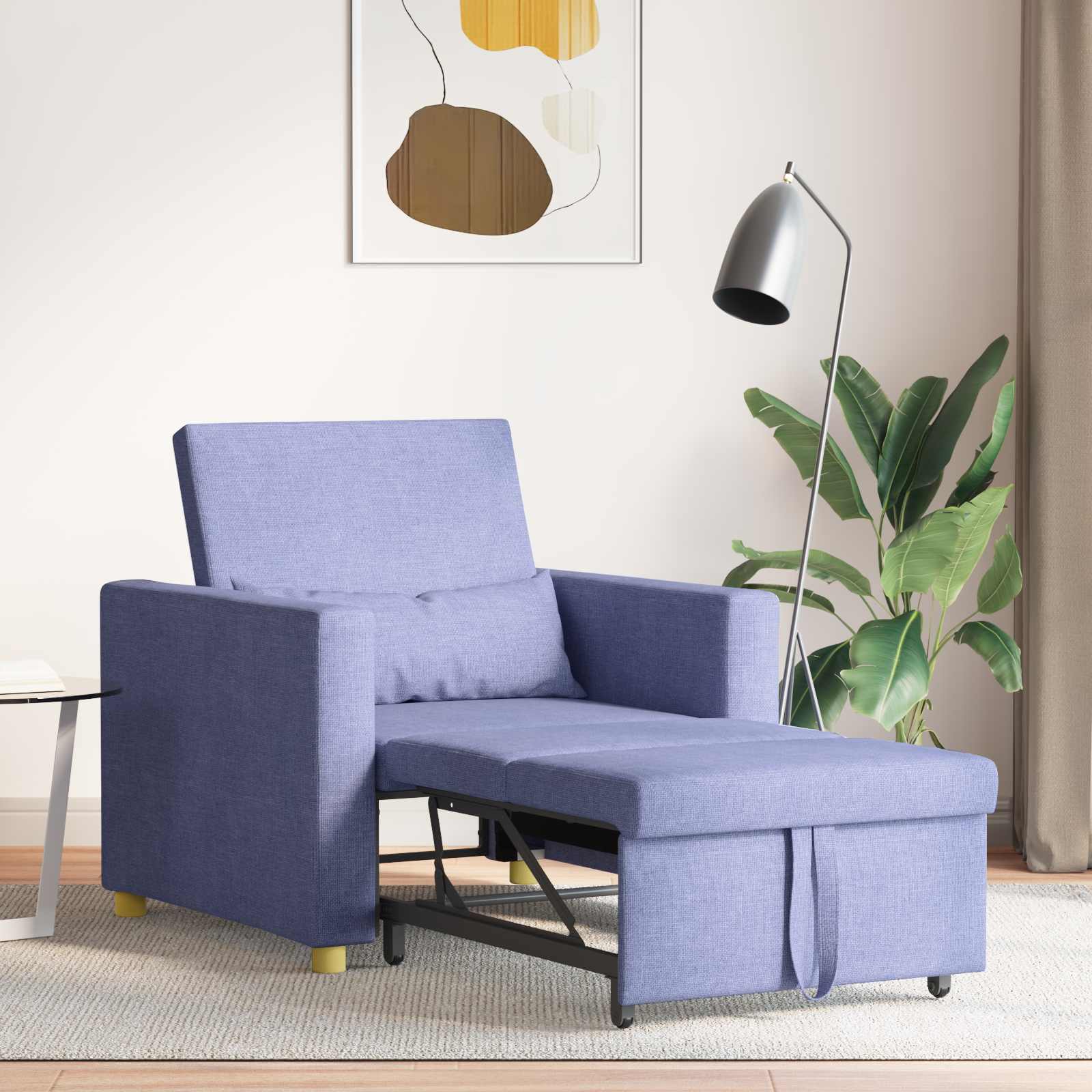 vidaXL Ausziehbare Schlafcouch Einzel Jeans blau 90 x 165 x 87 cm
