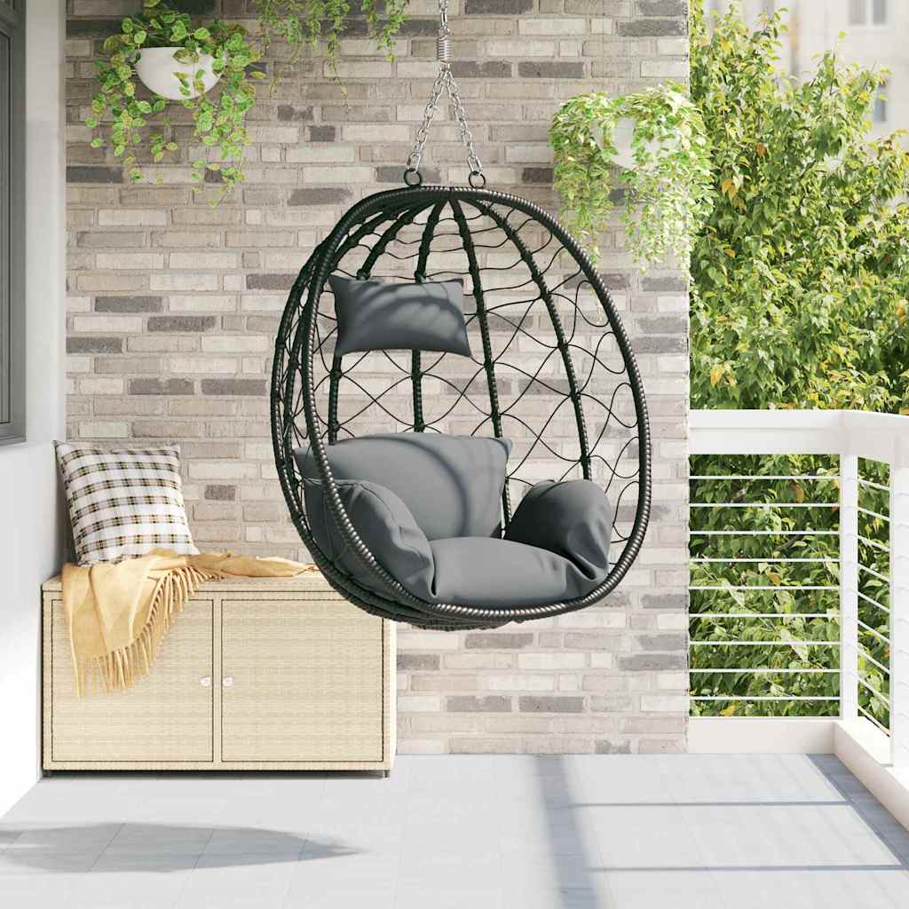 vidaXL Hängendes Ei-Stuhl Anthrazit 91,5 x 54,5 x 107 cm Poly-Rattan