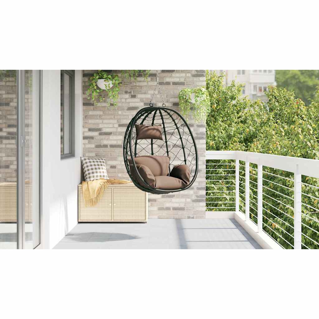vidaXL Hängendes Ei-Stuhl Kaffeebraun 91,5 x 54,5 x 107 cm Poly-Rattan