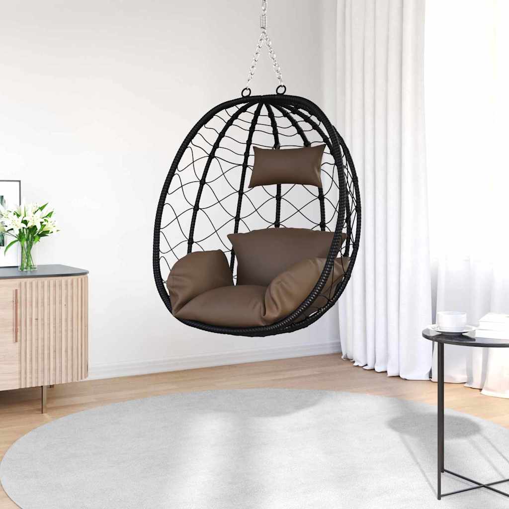 vidaXL Hängendes Ei-Stuhl Kaffeebraun 91,5 x 54,5 x 107 cm Poly-Rattan