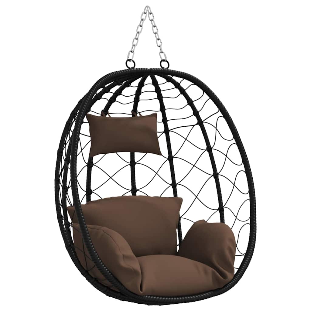 vidaXL Hängendes Ei-Stuhl Kaffeebraun 91,5 x 54,5 x 107 cm Poly-Rattan