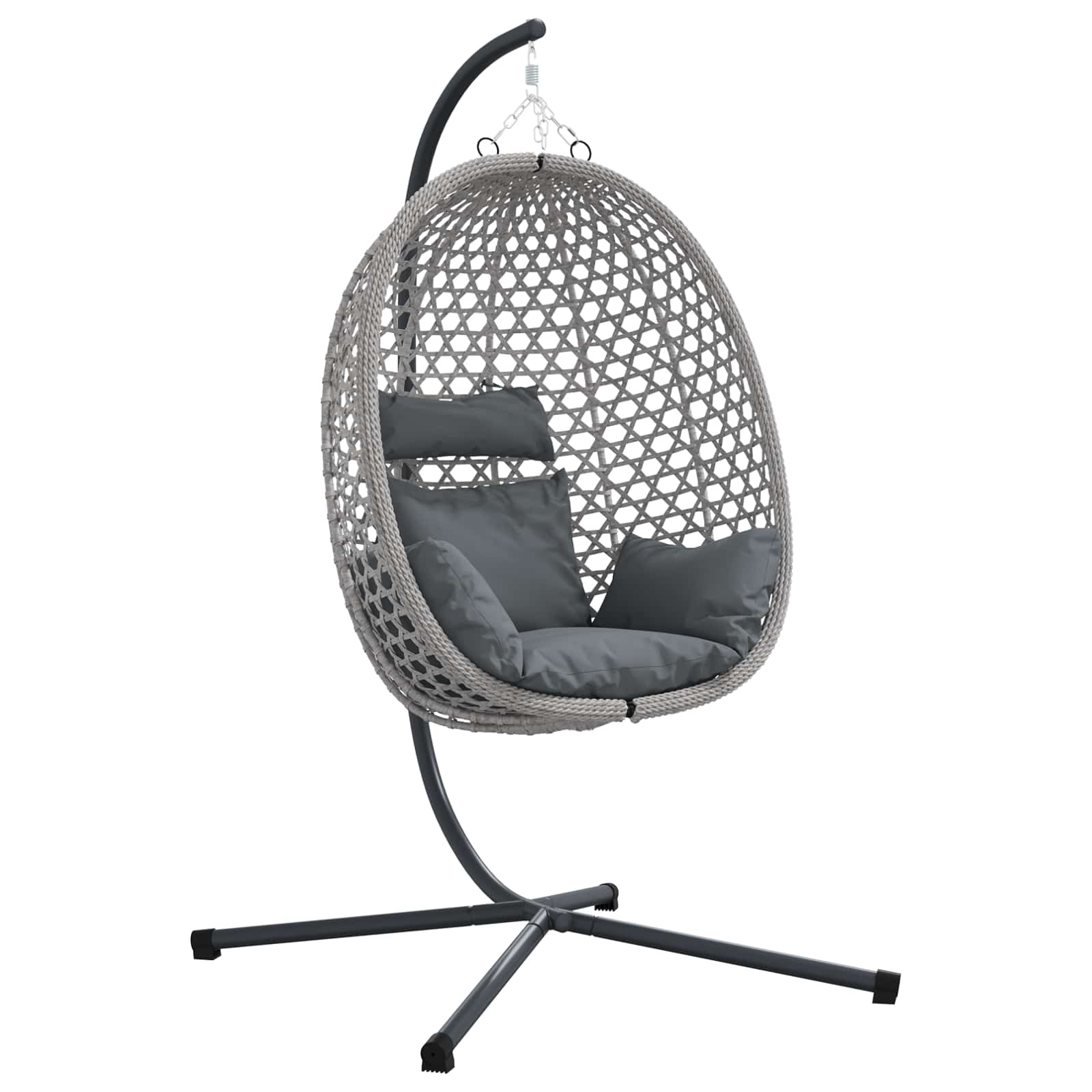 vidaXL Hängendes Ei-Stuhl Anthrazit und Grau 104 x 100 x 191 cm