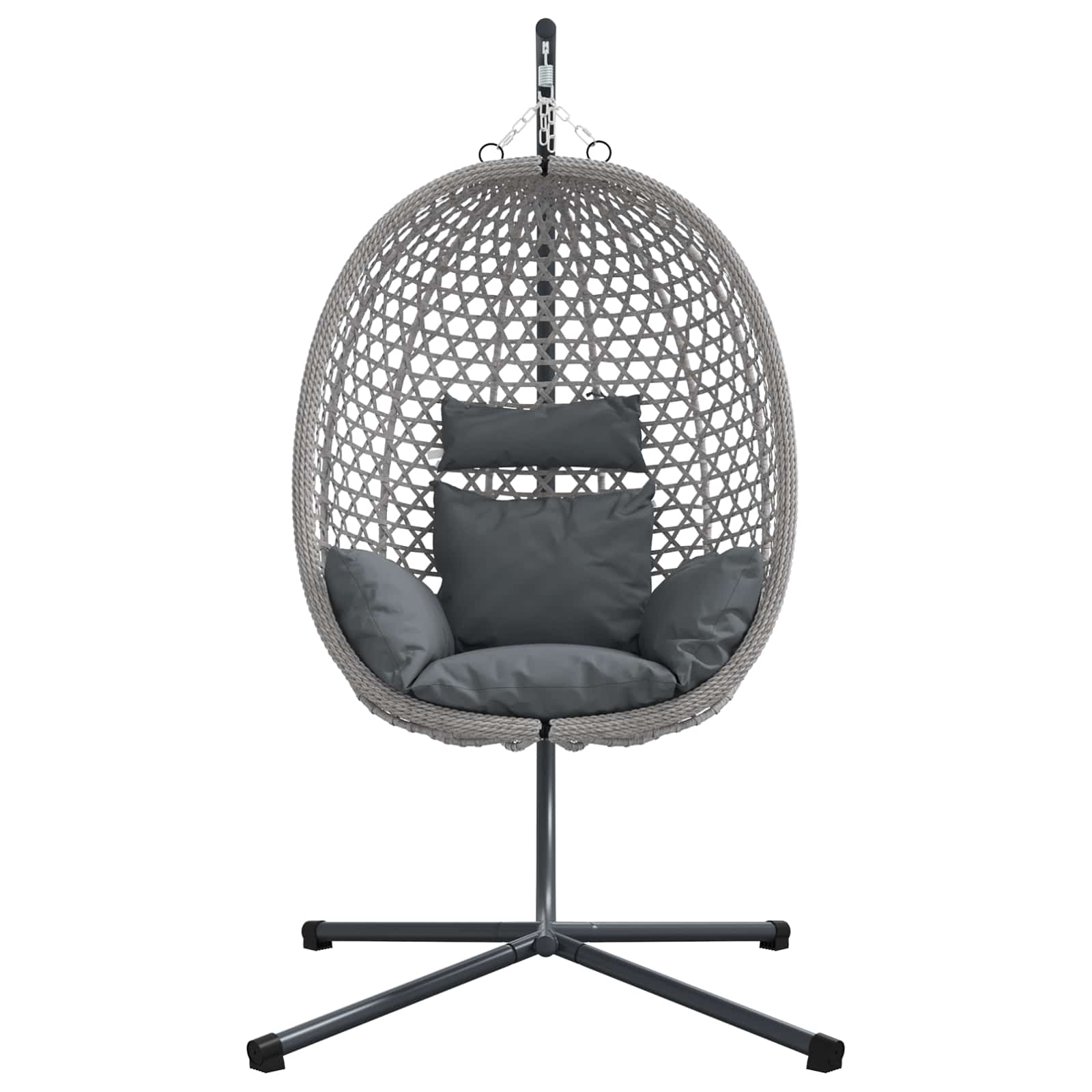 vidaXL Hängendes Ei-Stuhl Anthrazit und Grau 104 x 100 x 191 cm