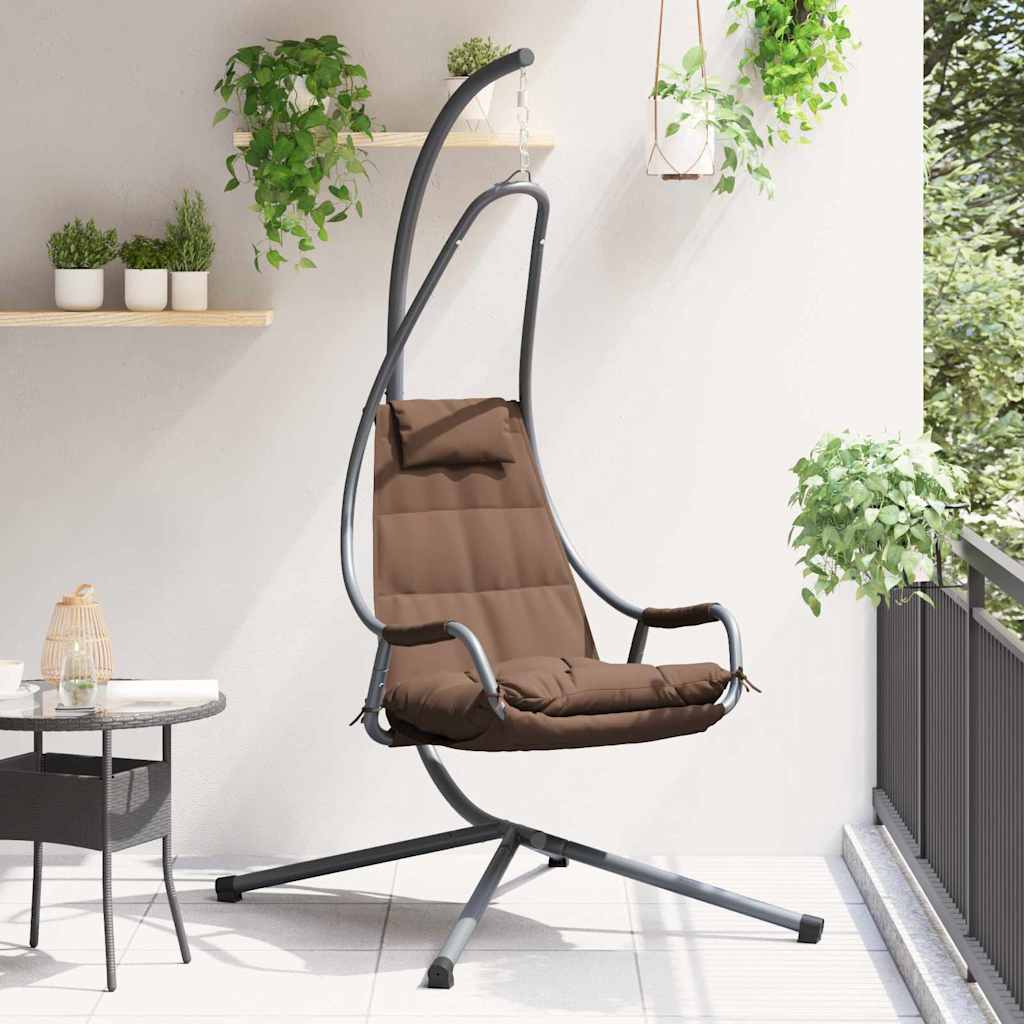 vidaXL Hängendes Ei-Stuhl Kaffeebraun 94 x 107 x 196,5 cm Stahl