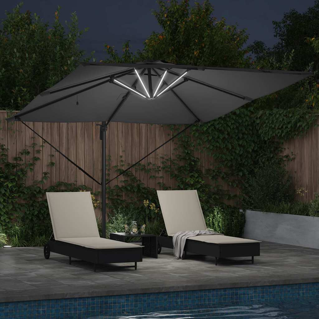 vidaXL Sonnenschirm mit LED-Lichtleisten Anthrazit 286 x 284 x 270 cm