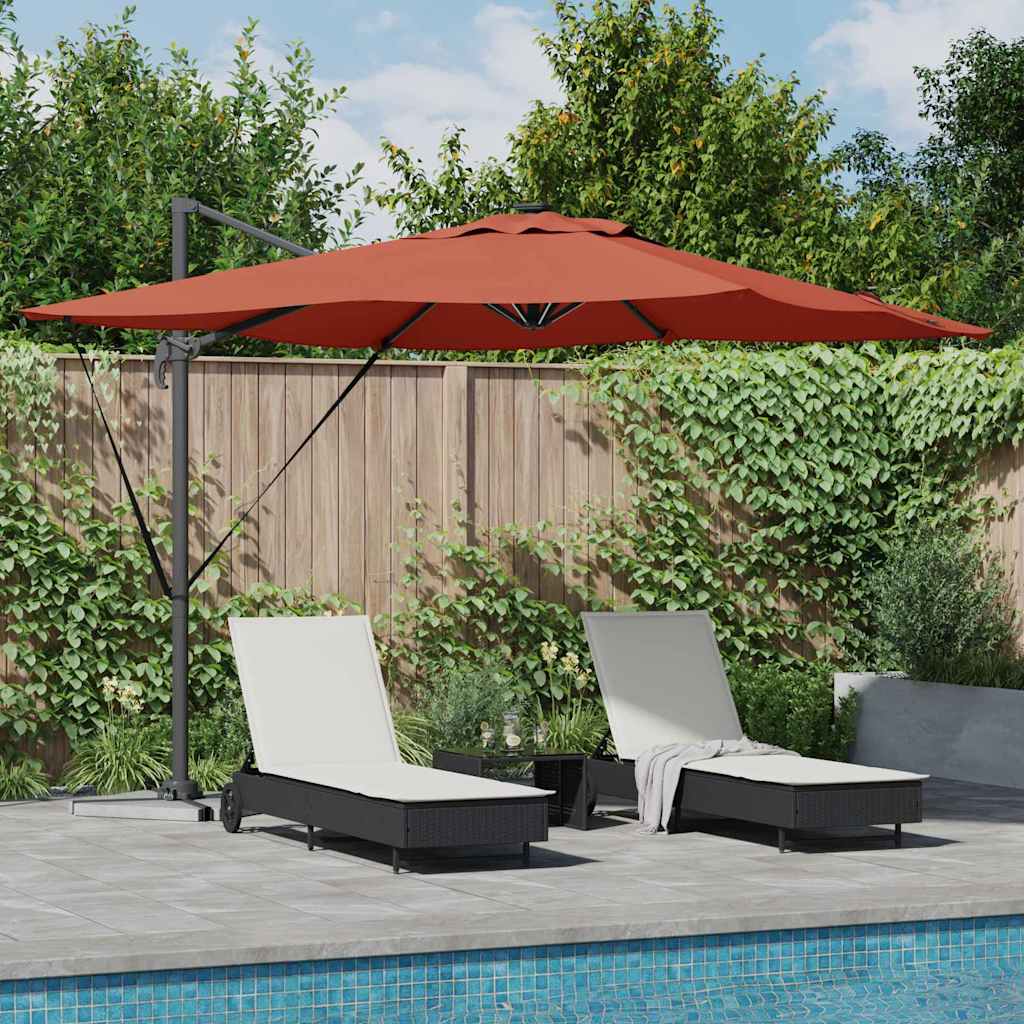 vidaXL Sonnenschirm mit LED-Lichtleisten Terrakotta 286 x 284 x 270 cm