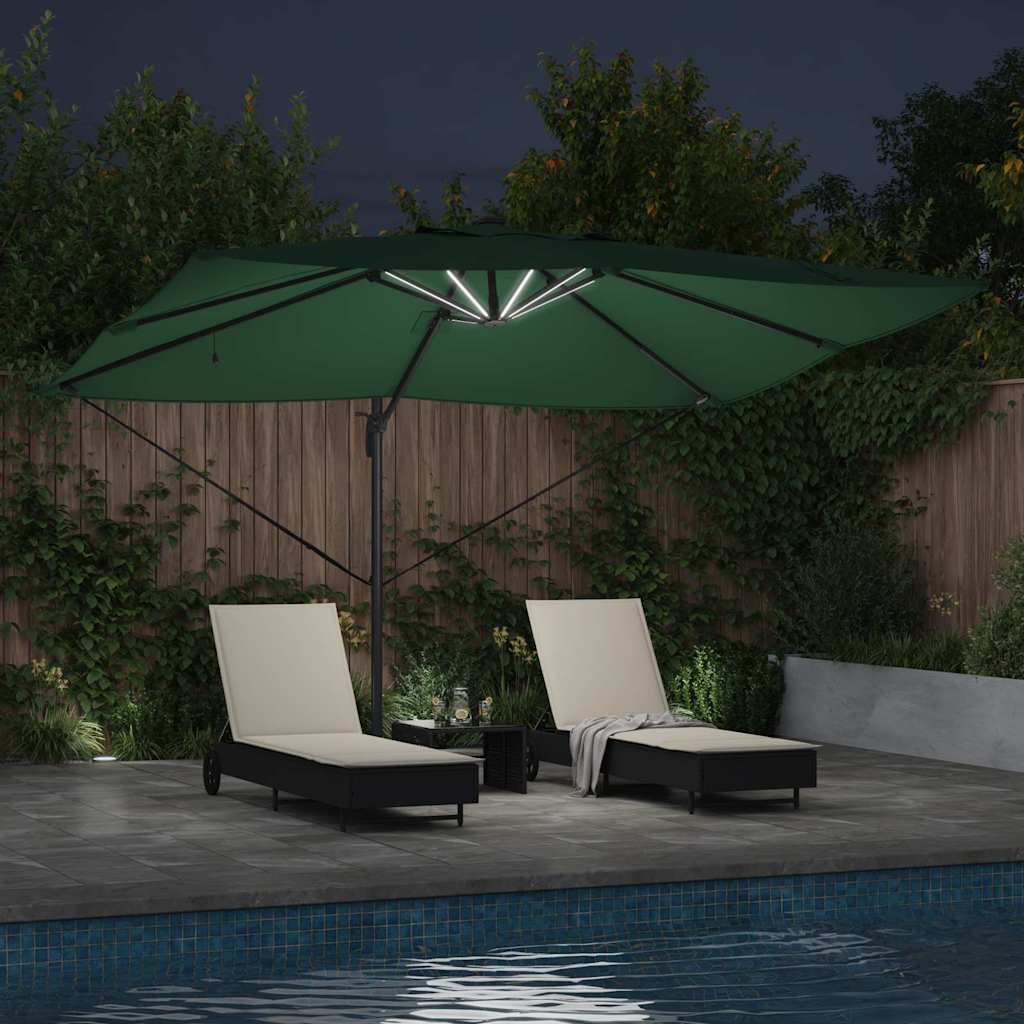 vidaXL Sonnenschirm Grün 352 x 251 x 265 cm Polyester und Aluminium