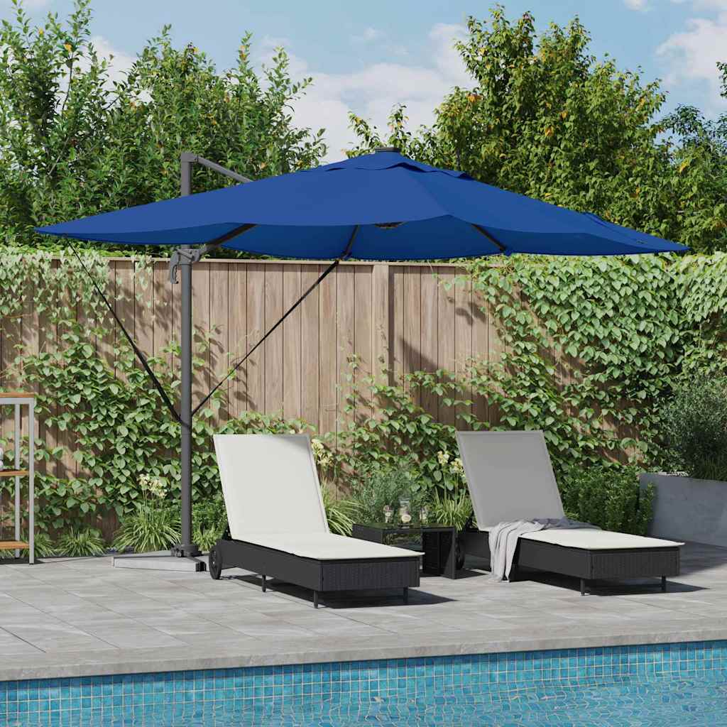 vidaXL Sonnenschirm mit LED-Lichtleisten Azurblau 352 x 251 x 265 cm