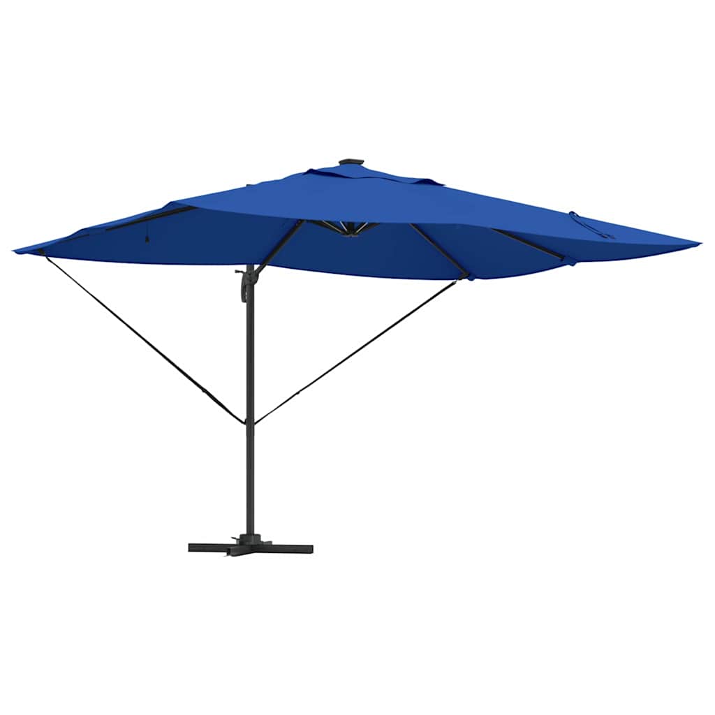 vidaXL Sonnenschirm mit LED-Lichtleisten Azurblau 352 x 251 x 265 cm