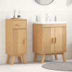 vidaXL Badezimmermöbel-Set mit Regal 2 pcs Braun Massivholz Kiefer
