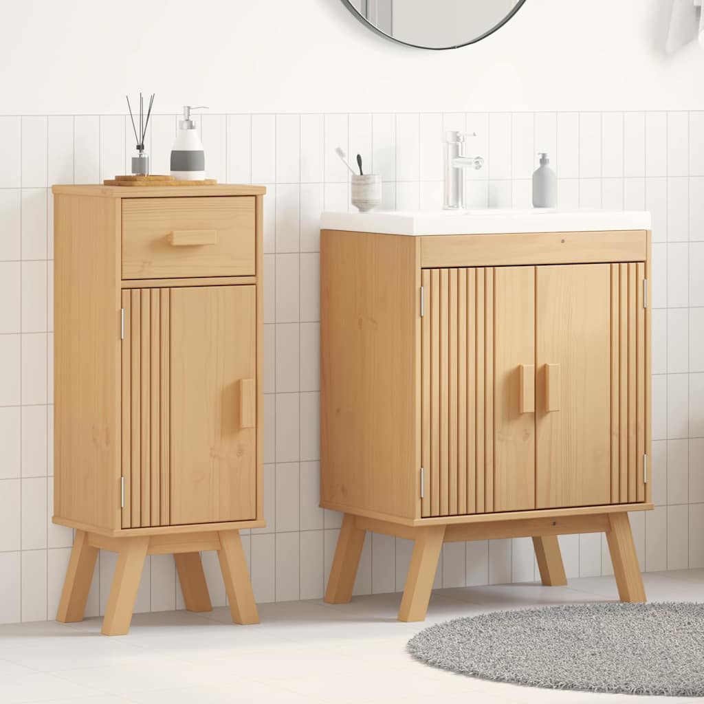 vidaXL Badezimmermöbel-Set mit Regal 2 pcs Braun Massivholz Kiefer