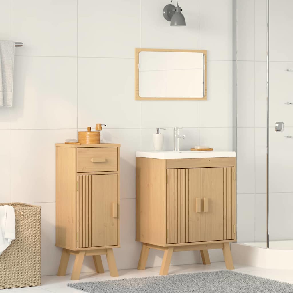 vidaXL Badezimmermöbel-Set mit Regal 2 pcs Braun Massivholz Kiefer