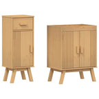 vidaXL Badezimmermöbel-Set mit Regal 2 pcs Braun Massivholz Kiefer
