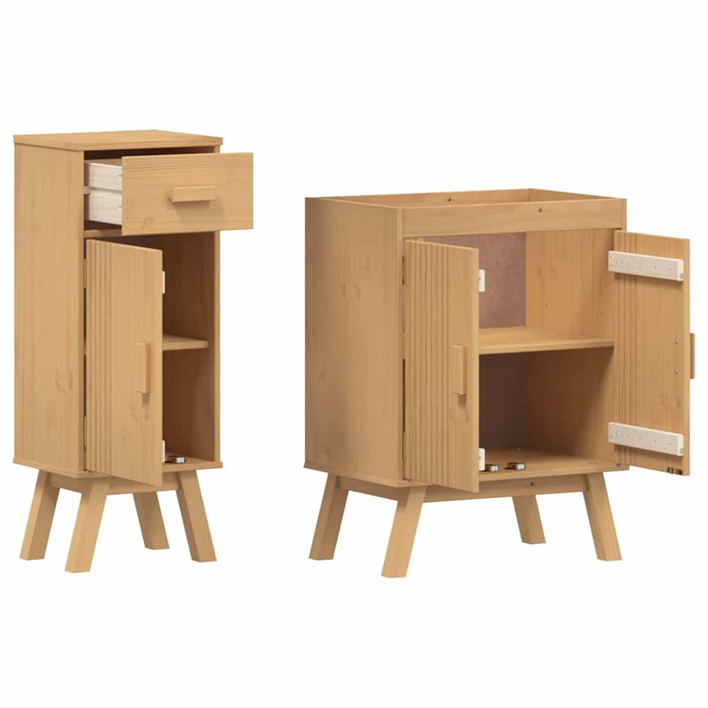 vidaXL Badezimmermöbel-Set mit Regal 2 pcs Braun Massivholz Kiefer